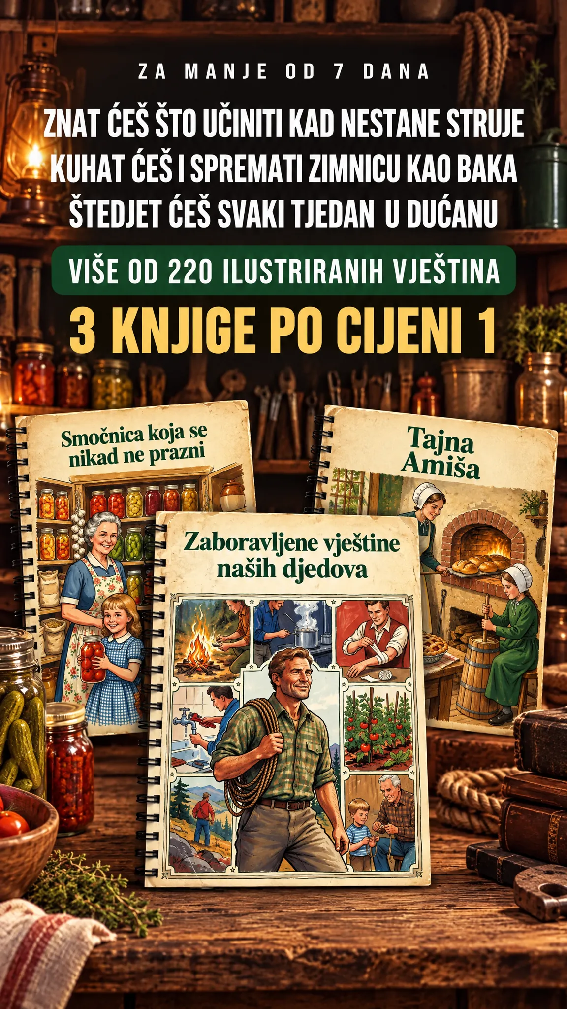 Za manje od 7 dana znat ćeš što učiniti kad nestane struje, kuhati kao baka i štedjeti u dućanu, uz više od 220 ilustriranih vještina